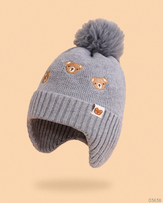 GORRO GRIS OSITOS