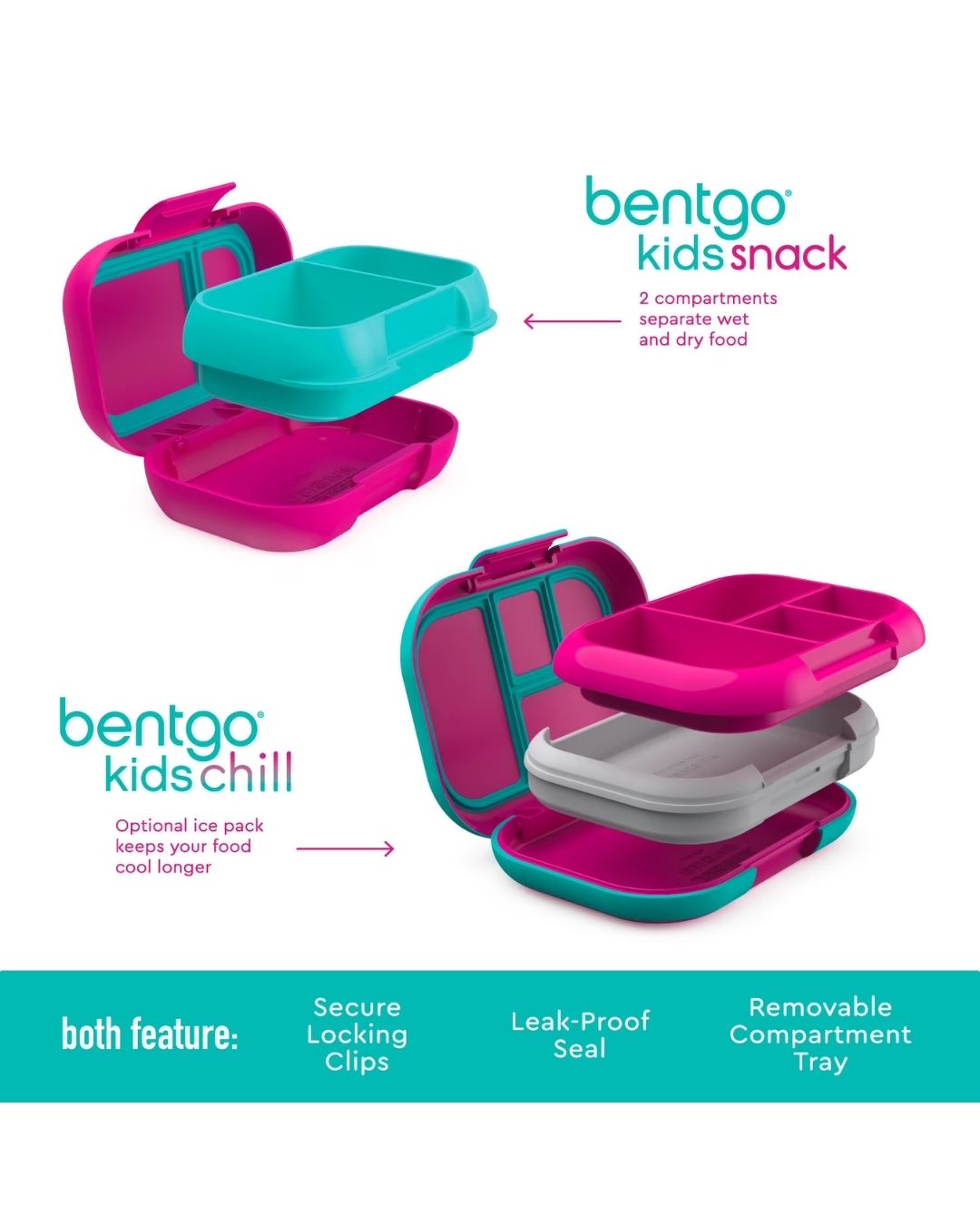 BENTGO KIDS LUNCH BOX + SNACK ROSA