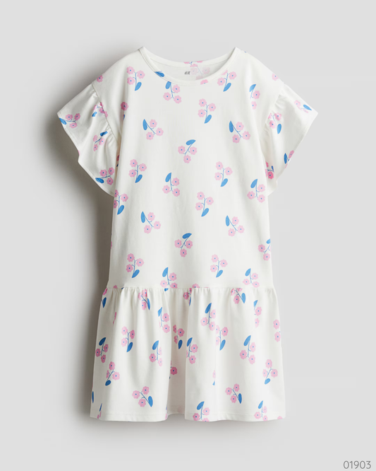 VESTIDO FLORIADO BLANCO H&M