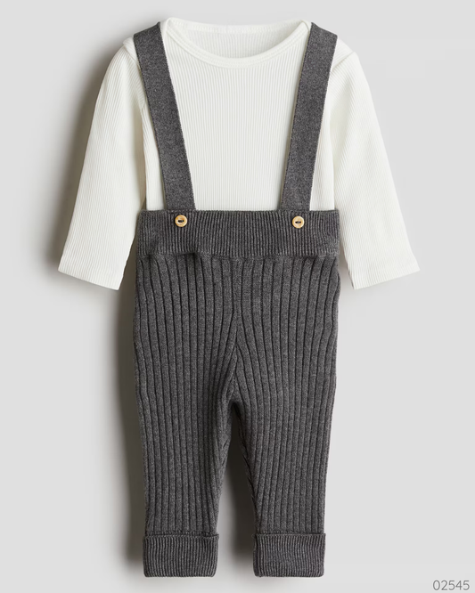 TRAJE 2 PZS GRIS BLANCO H&M