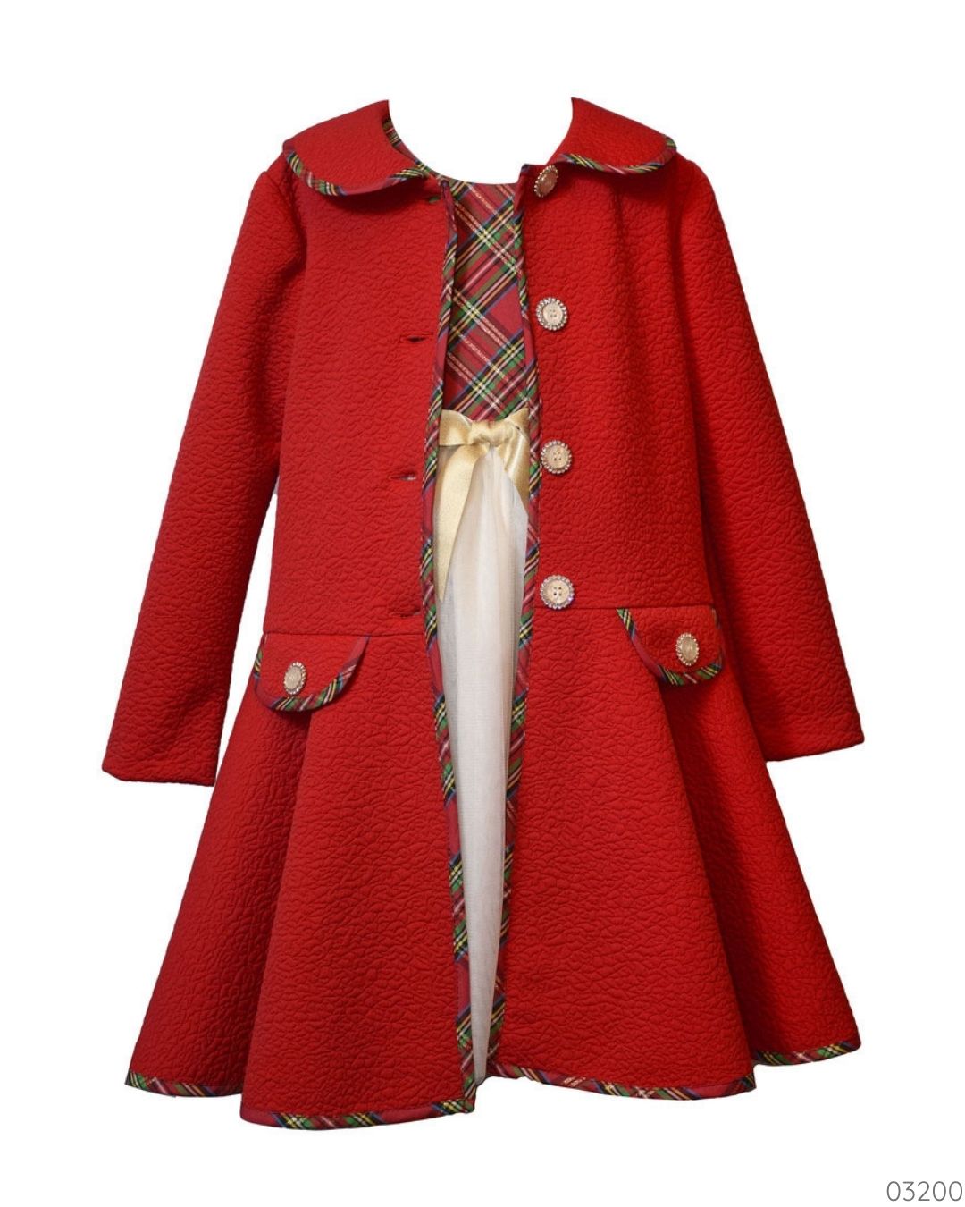 VESTIDO ELEGANTE ABRIGO ROJO BEBE