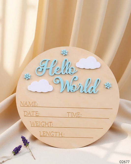 ROTULO HELLO WORLD AZUL NUBES