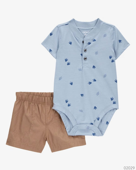 TRAJE 2 PZS HUELLAS DINO SHORT