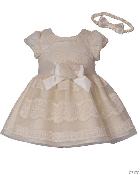 VESTIDO BLANCO BORDADO FLOR VINCHA