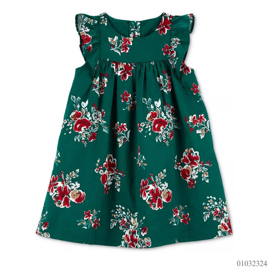 VESTIDO NIÑA VERDE FLOREADO TODDLE