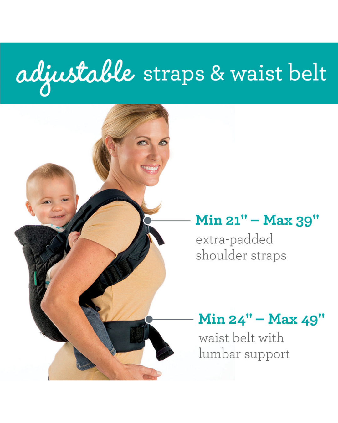PORTABEBÉ FLIP 4-EN-1 CONVERTIBLE INFANTINO - NEGRO
 8-32 LBS