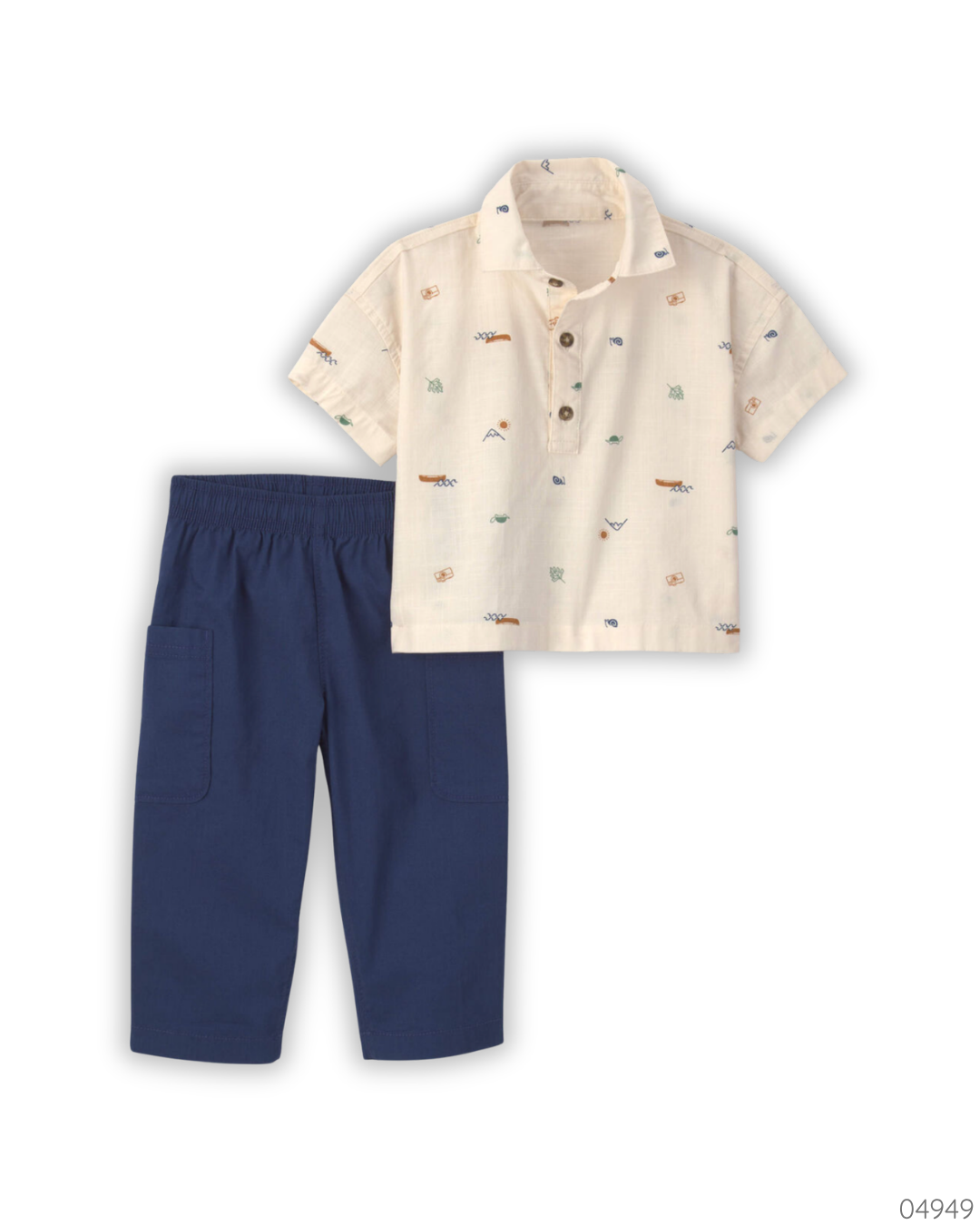TRAJE CAMISA BEIGE PANTALON AZUL CARTERS