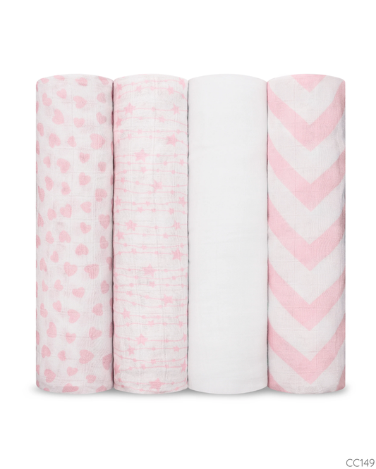 SABANAS MUSELINA ROSA BLANCO COMFYCUBS 4 PZS