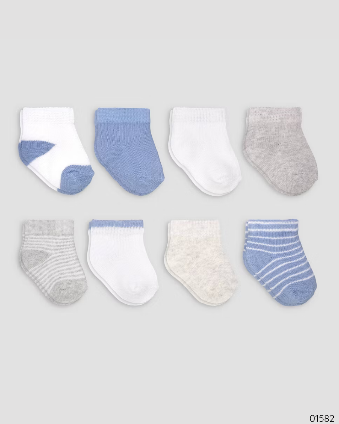 CALCETINES 8PZS CARTER´S RAYADOS AZUL GRIS BLANCO