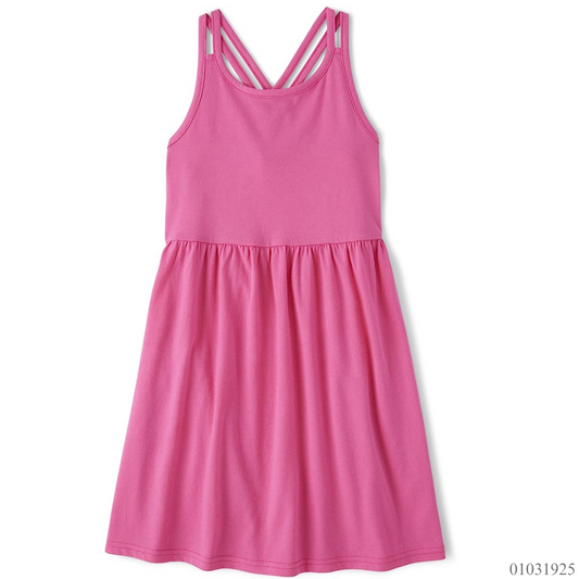 VESTIDO ROSADO TIRANTES CRUZADOS