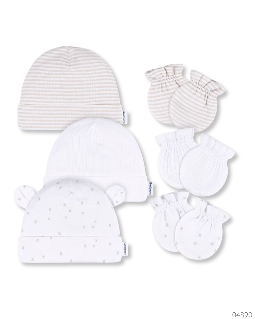 SET BLANCO 6 PZS GORROS Y GUANTES GERBER