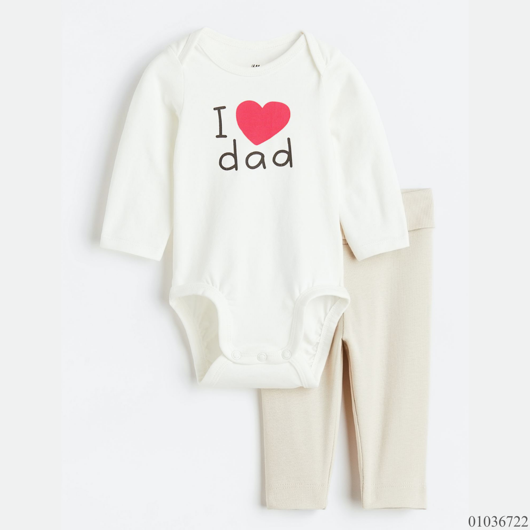 TRAJE 2PZS I LOVE DAD BLANCO UNISEX