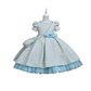 VESTIDO ELEGANTE AZUL FLORES Y CARTERA