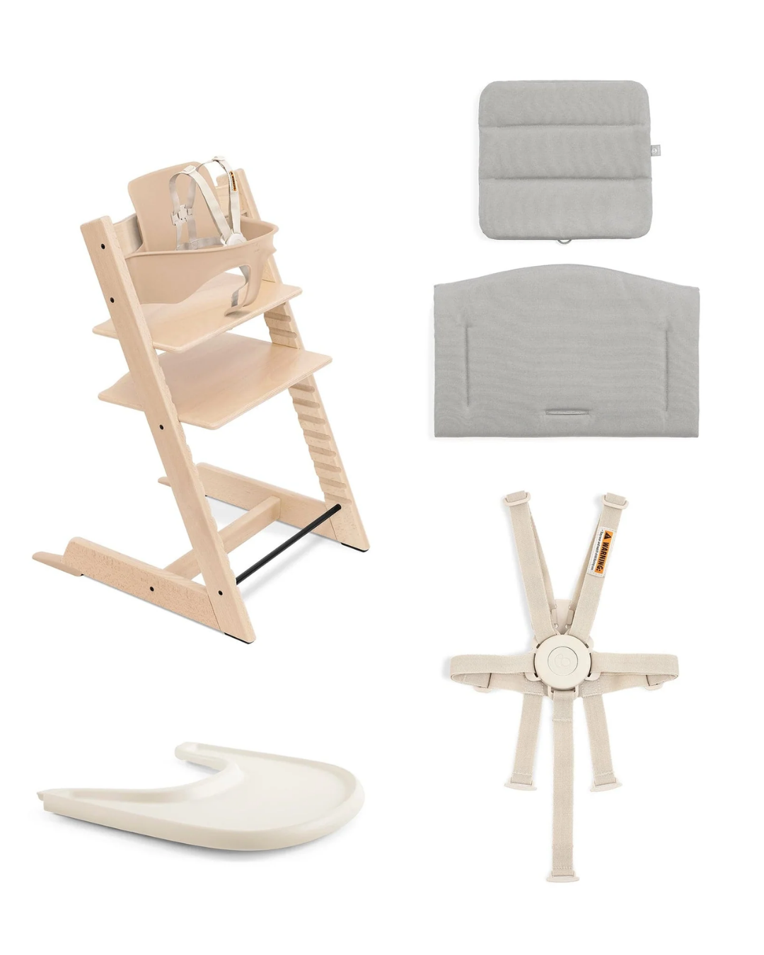 SILLA STOKKE TRIPP TRAPP NATURAL COJIN Y BANDEJA