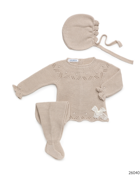 CONJUNTO TEJIDO BEIGE NIÑA