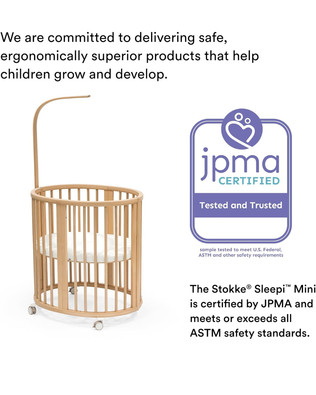 CUNA EVOLUTIVA STOKKE SLEEPI MINI CON COLCHON Y DOSEL NATURAL