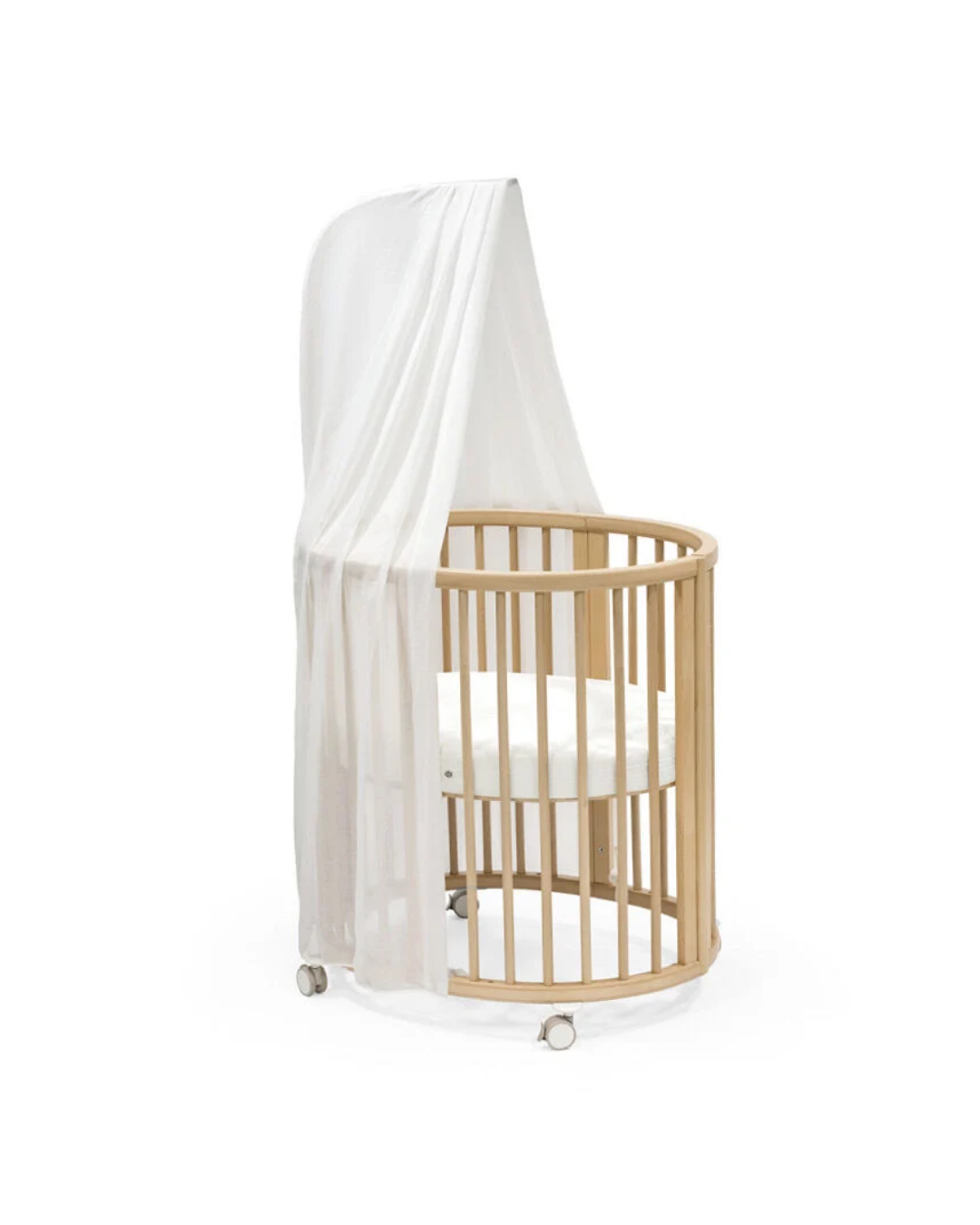 CUNA EVOLUTIVA STOKKE SLEEPI MINI CON COLCHON Y DOSEL NATURAL