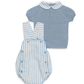 CONJUNTO RAYAS AZUL BLANCO TEJIDO