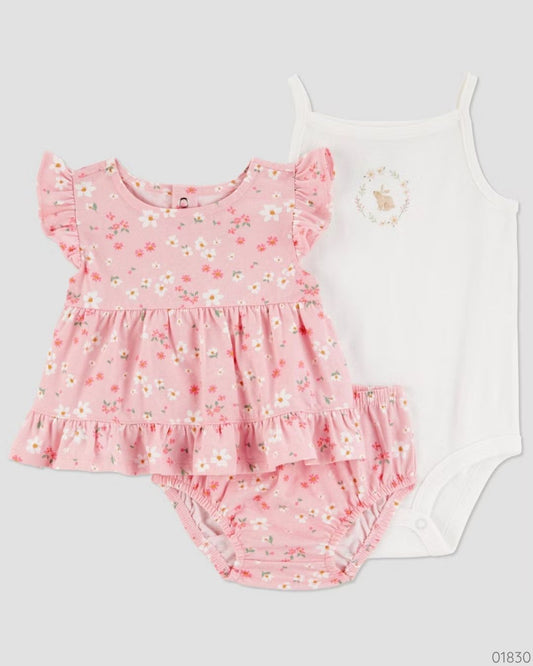 TRAJE 3PZS CARTER´S FLOREADO ROSA