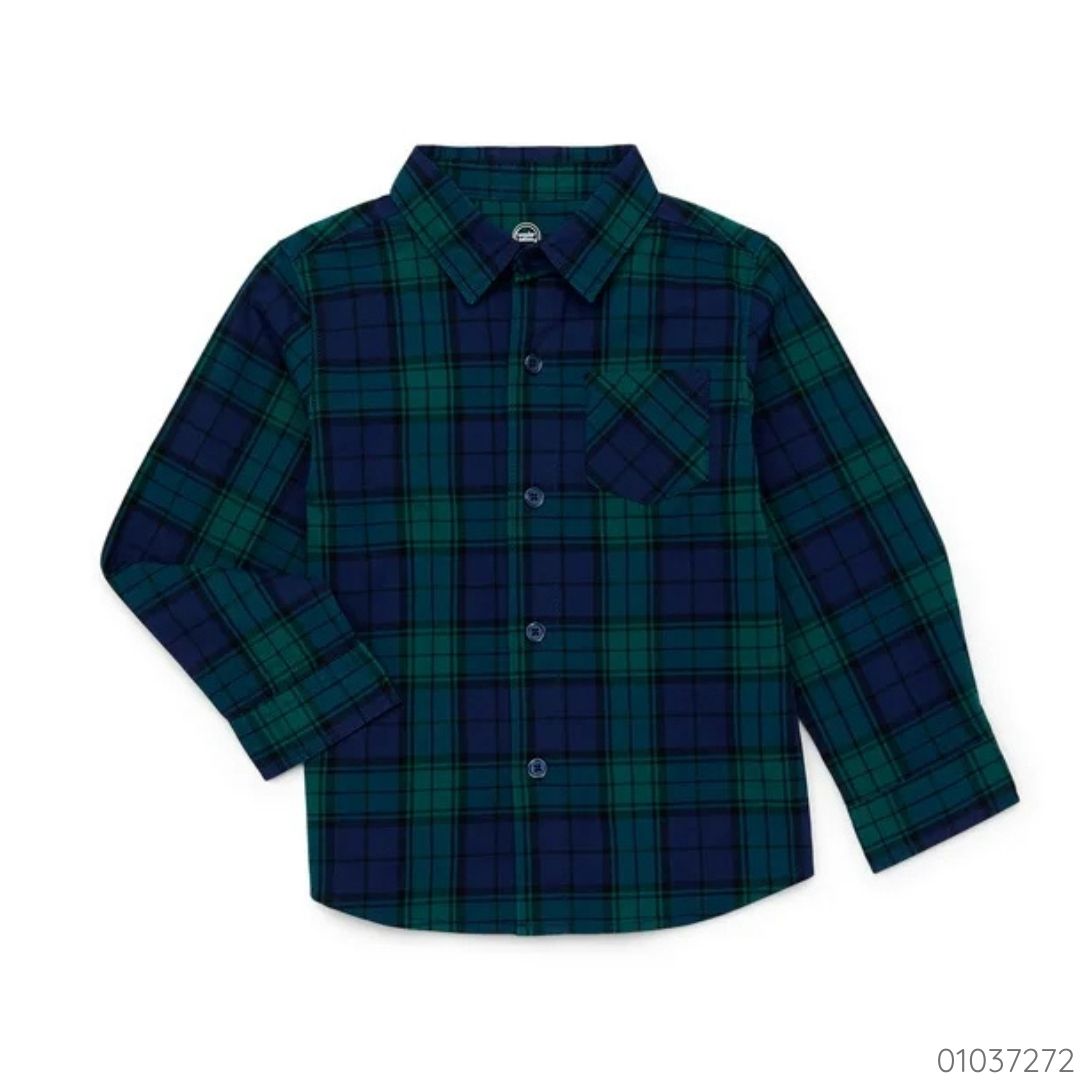 CAMISA MANGALARGA CUADRICULADA VERDE AZUL