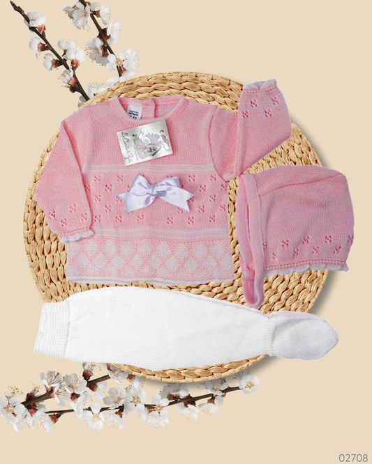 TRAJE TEJIDO ROSADO BLANCO CHONGO