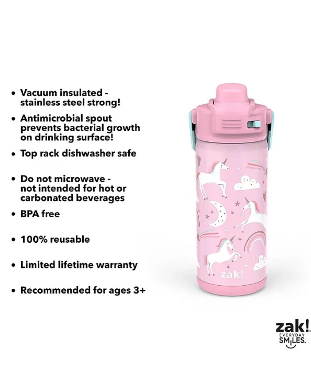 TERMO DE UNICORNIO ROSA 14 OZ ZAK