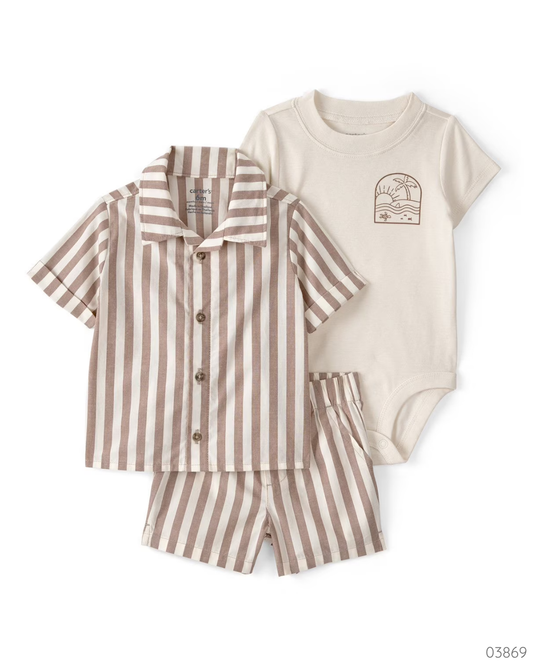 TRAJE 3 PZS CAMISA CAFÉ FORMAL