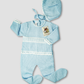 TRAJE TEJIDO AZUL CELESTE Y BLANCO