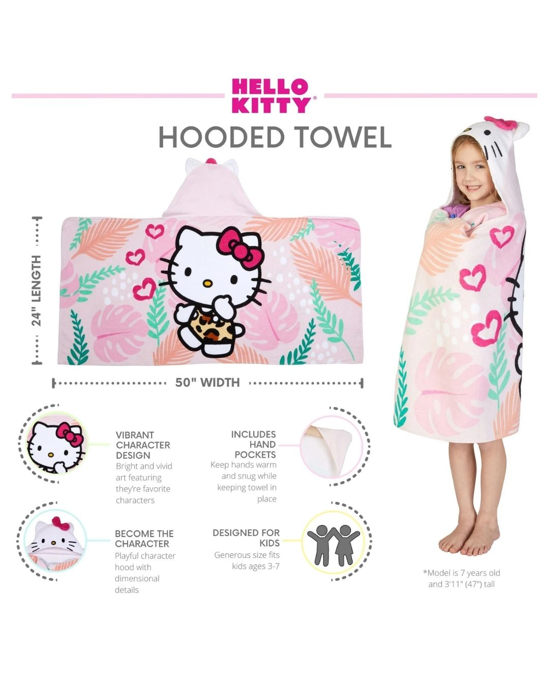 TOALLA CON CAPUCHA HELLO KITTY