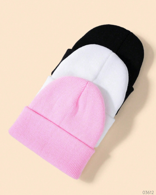 GORRO 3PZS NEGRO BLANCO ROSADO