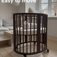 CUNA EVOLUTIVA STOKKE SLEEPI MINI CON COLCHON Y DOSEL CAFÉ