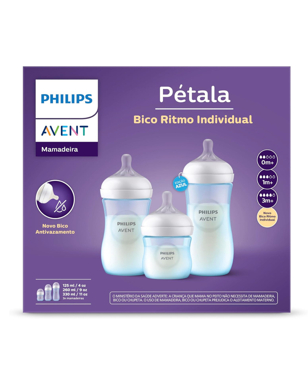 SET BIBERON NATURAL 4,9,11 OZ AZUL