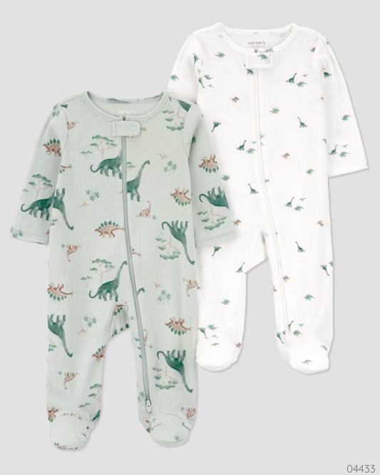 SET DE PIJAMAS DINOSAURIOS VERDE Y BLANCA
