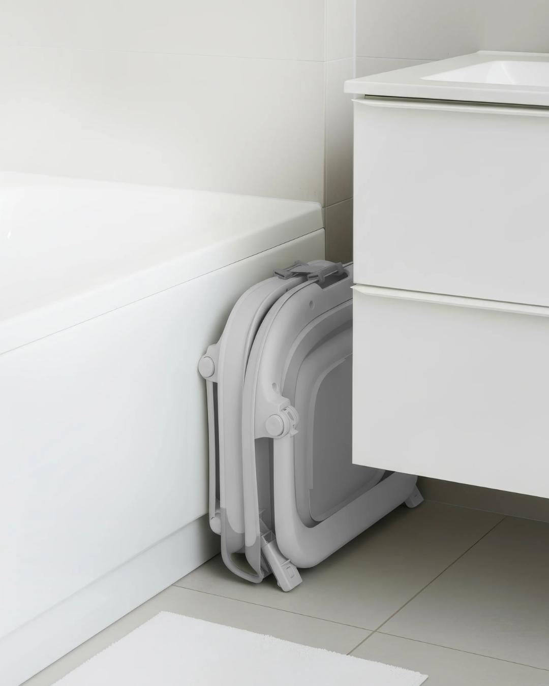 BAÑERA PLEGABLE CON TERMOMETRO GRIS
