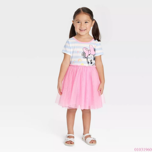 VESTIDO MINNIE RAYAS AZUL ROSA