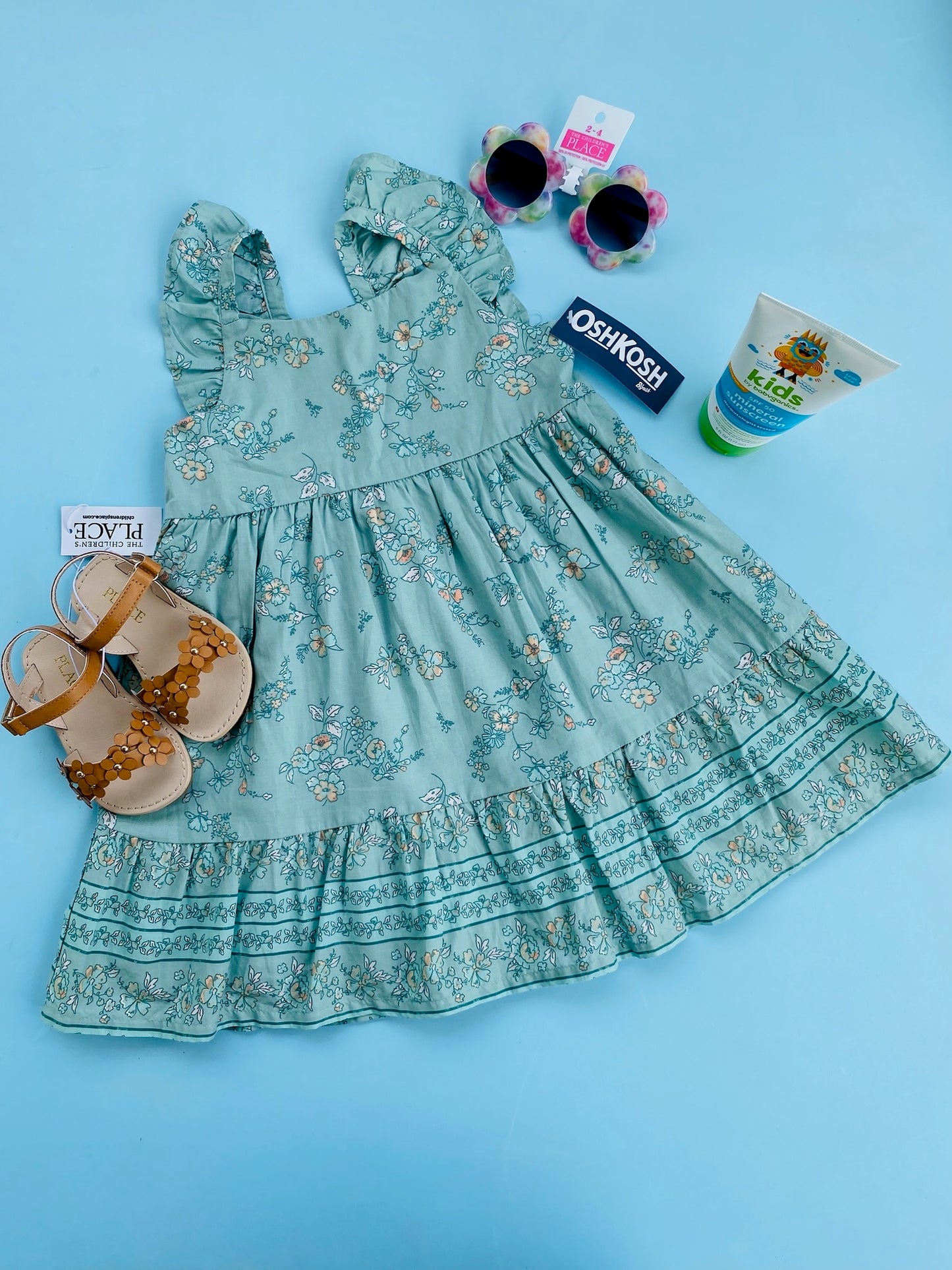 VESTIDO VERDE CON FLORES OSHKOSH