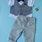 TRAJE DE BEBE NIÑO 3 PIEZAS PANTALON CAMISA BLANCA CON CHALECO INTEGRADO Y CORBATIN