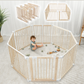 CORRAL JUEGOS Y PUERTA SEGURIDAD MADERA NATURAL COMFYCUBS