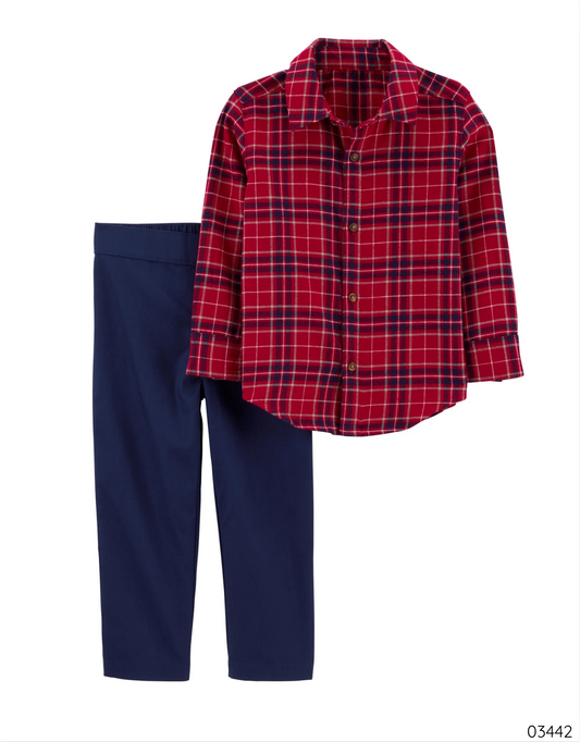 TRAJE FORMAL CUADRICULADO ROJO AZUL CARTERS