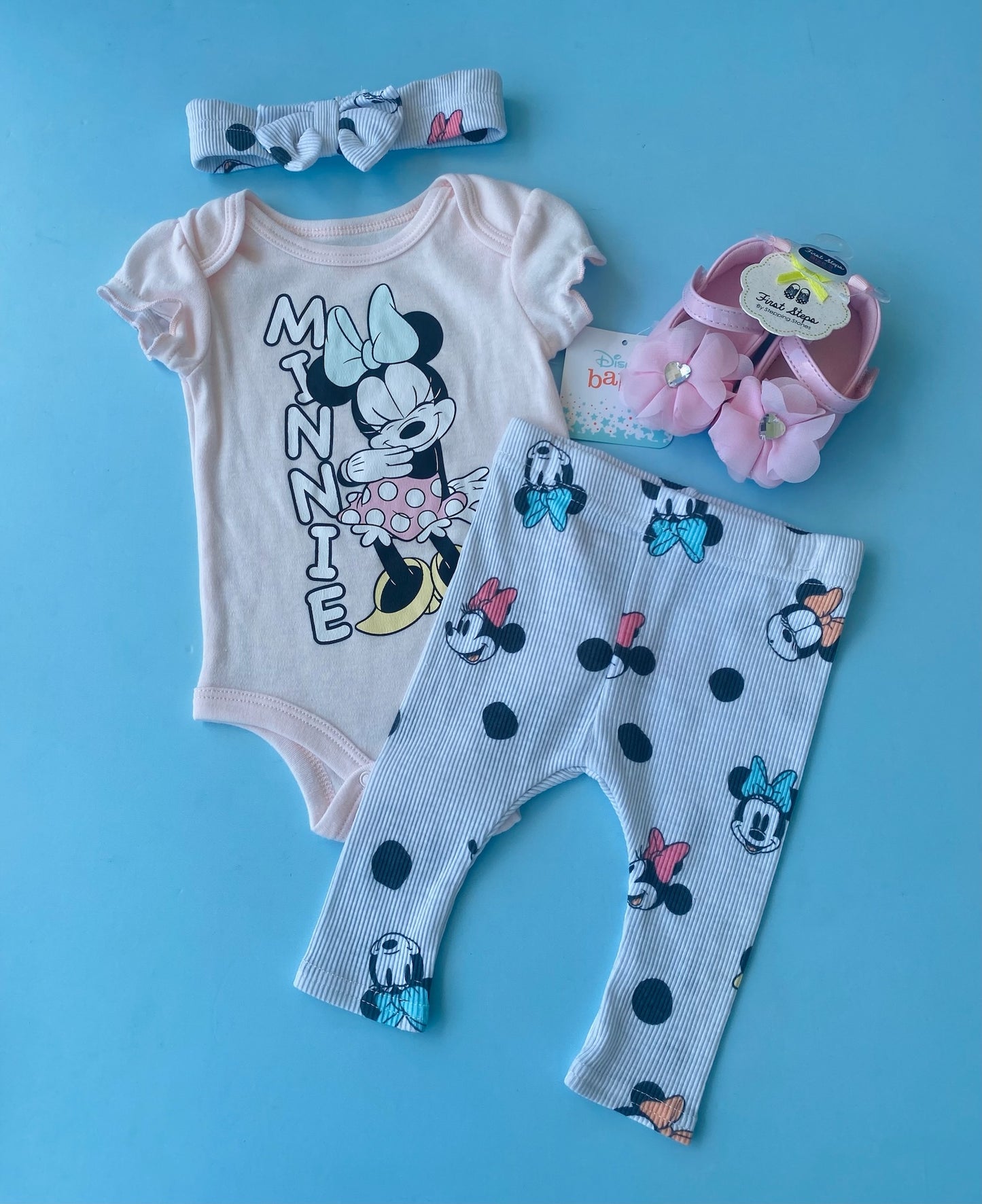 TRAJE NIÑA MINNIE ROSA Y VINCHA