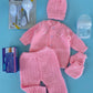 TRAJE NIÑA TEJIDO ROSADO 4PCS