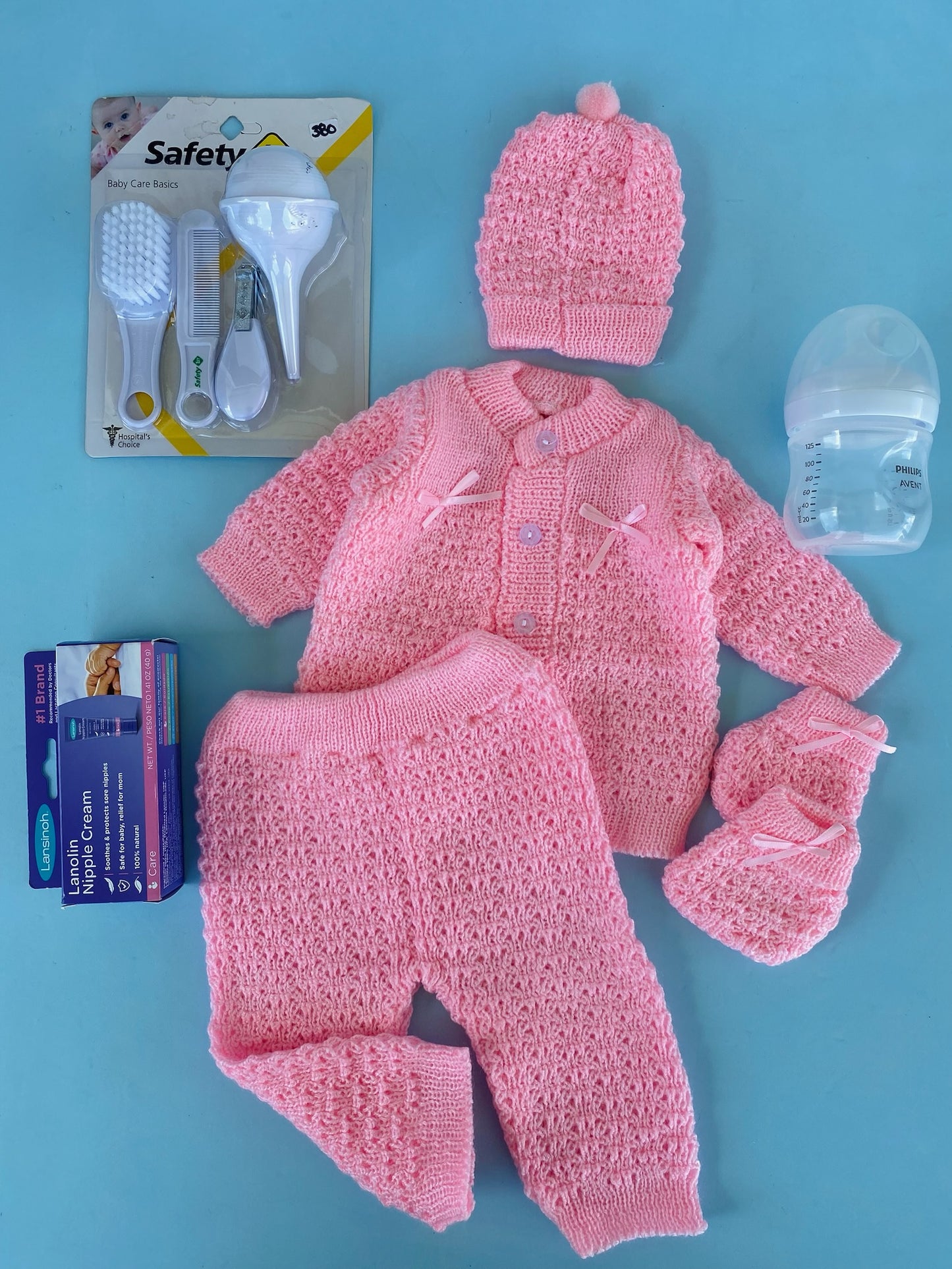 TRAJE NIÑA TEJIDO ROSADO 4PCS