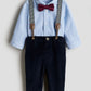 TRAJE FORMAL AZUL CORBATIN ROJO TIRANTES HM