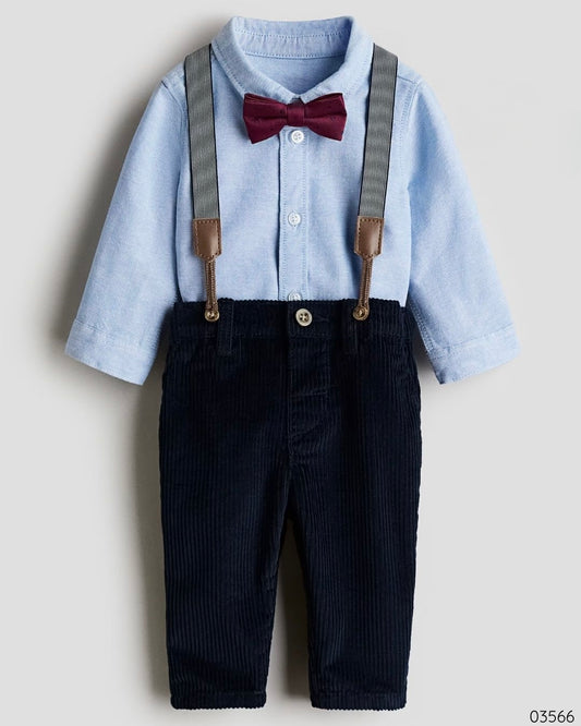 TRAJE FORMAL AZUL CORBATIN ROJO TIRANTES HM