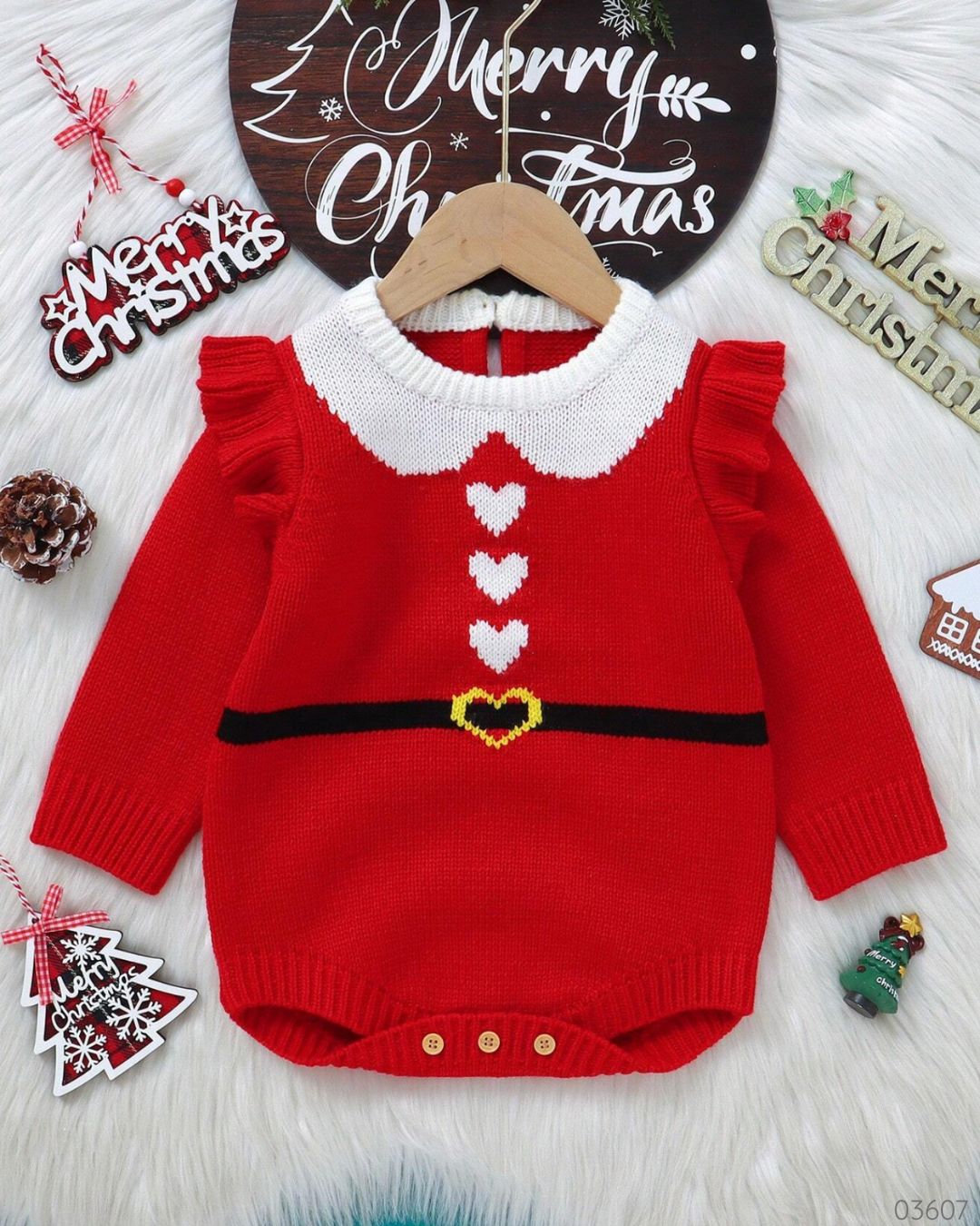 ROMPER TEJIDO CORAZONES SANTA