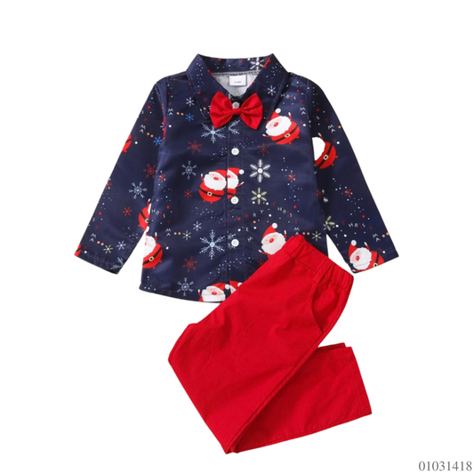 TRAJE NIÑO NAVIDEÑO ROJO AZUL