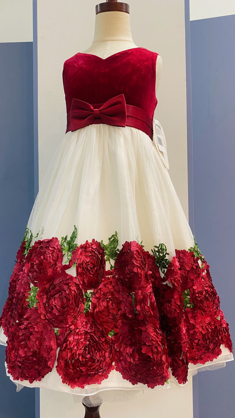 VESTIDO BLANCO ROJO FLORES ABAJO