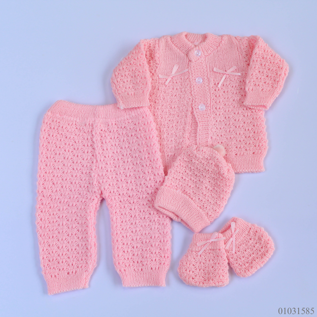 TRAJE NIÑA TEJIDO ROSADO 4PCS