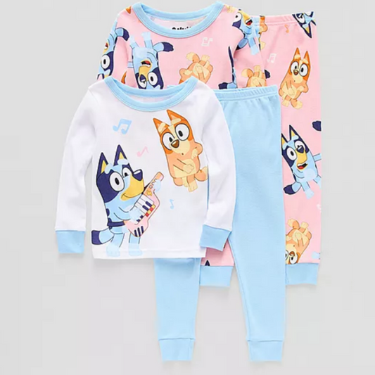 SET PIJAMA DE BLUEY AZUL Y ROSA 4 PZS