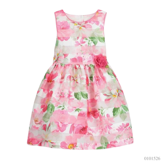 VESTIDO FORMAL CON FLORES ROSADO